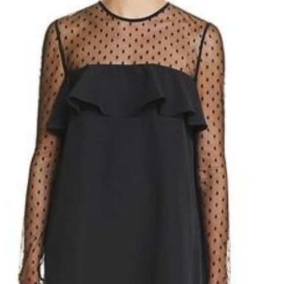 NWOT Milly Black Sophie Illusion Dot Dress, Size 10 - Picture 5 of 16